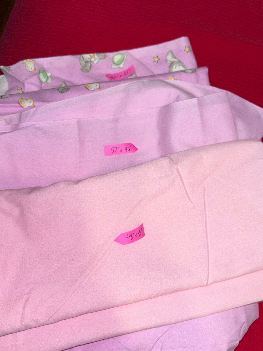 Girls Pink Cotton scraps large pieces for a blanket- Soft Light Pink